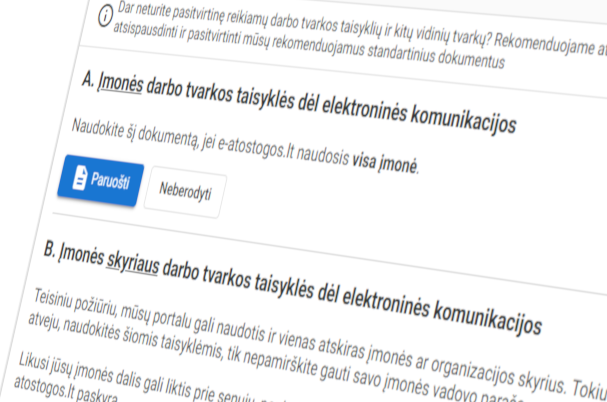 darbo vidaus tvarkos taisyklės dėl elektroninių atostogų